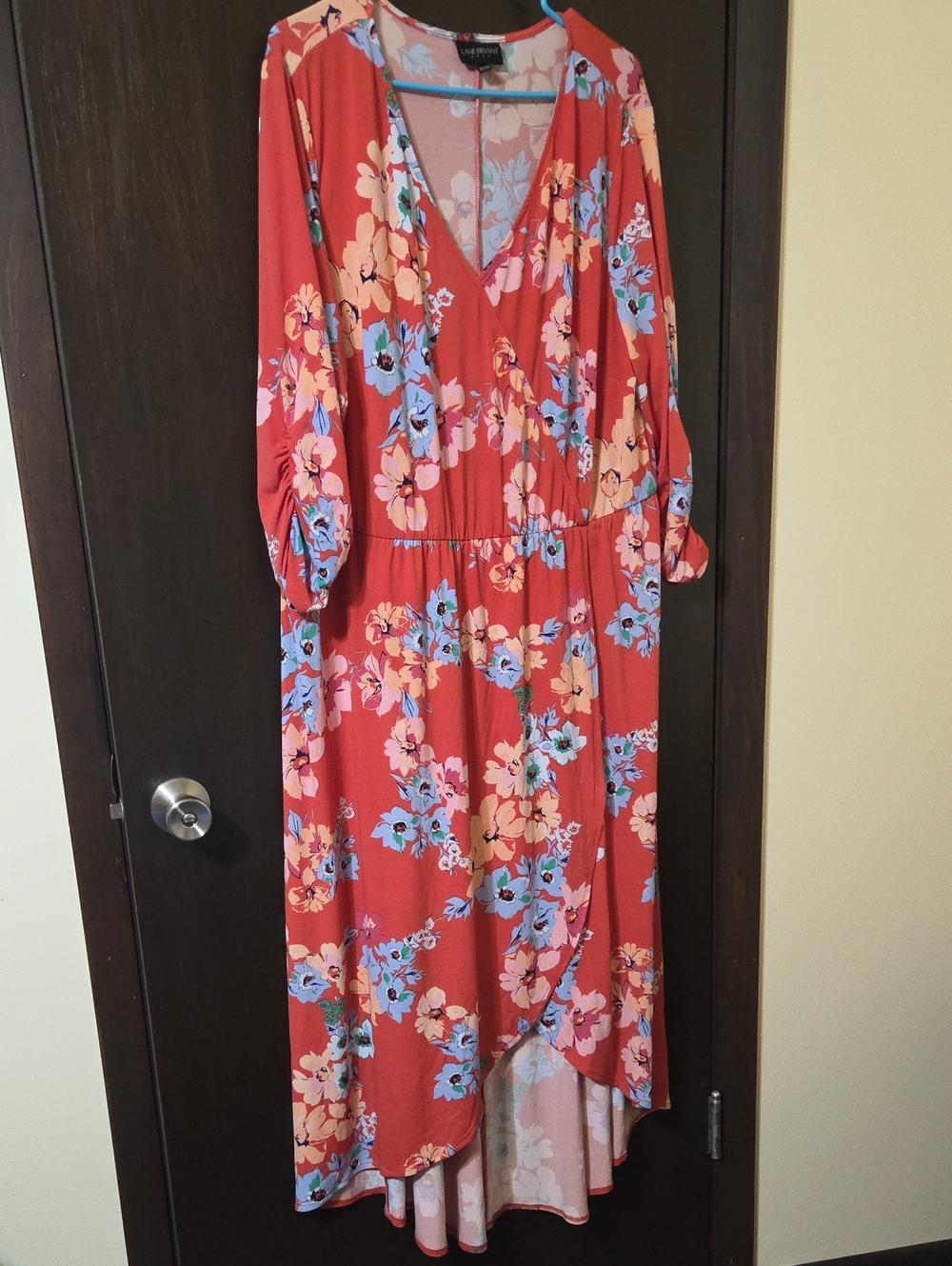Lane Bryant  Floral high low dress gown orange and green 18-20